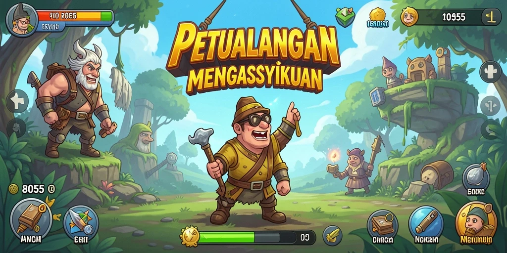 Tampilan gameplay menarik dari 8055 dengan elemen idle yang menghibur.