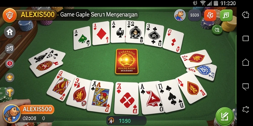 Screenshot ALEXIS500 menampilkan serunya gameplay Gaple.