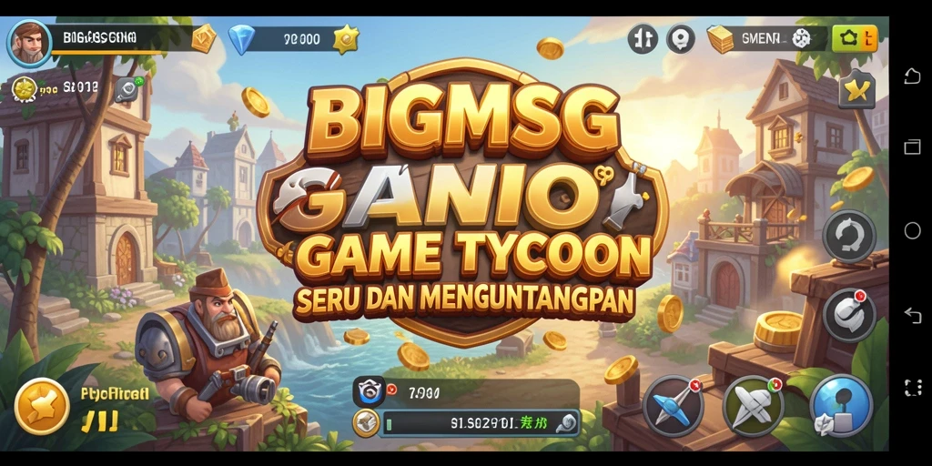 Screenshot utama BIGMSG menampilkan gameplay menarik dalam membangun bisnis Tycoon.