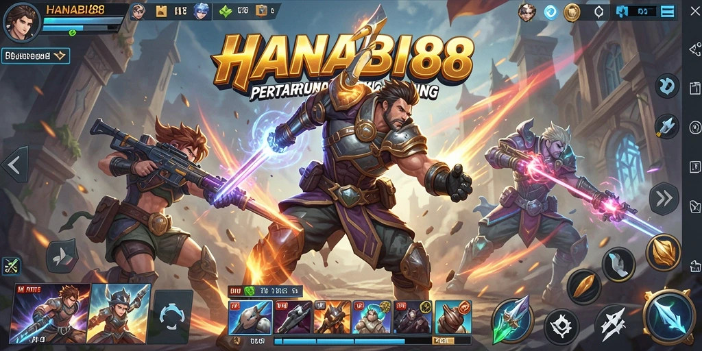 Tampilan gameplay HANABI88 dengan aksi pertarungan yang intens.