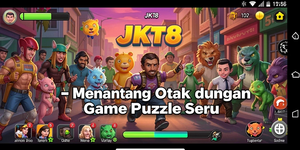 Tangkapan layar utama JKT8 menampilkan gameplay Puzzle yang menarik.