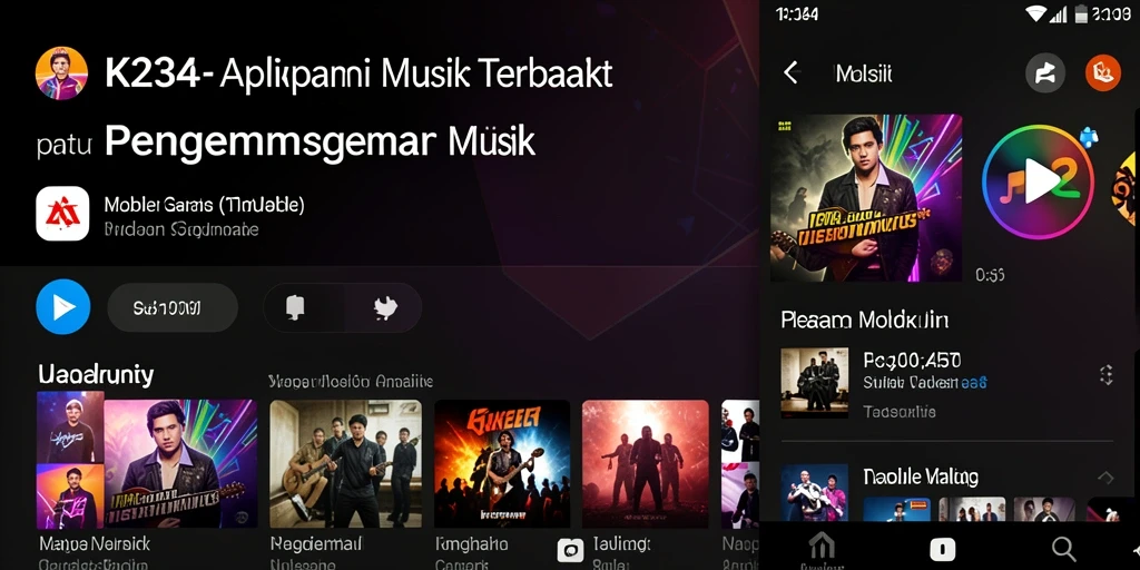 Screenshot K234 menunjukkan tampilan interaktif aplikasi musik yang menyenangkan.
