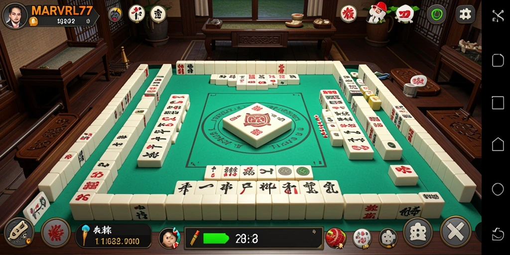 Screenshot gameplay MARVRL77 yang menunjukkan pengalaman bermain Mahjong yang seru.