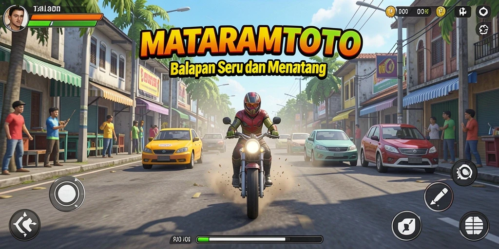 Gameplay seru MATARAMTOTO dengan balapan mendebarkan di jalanan.