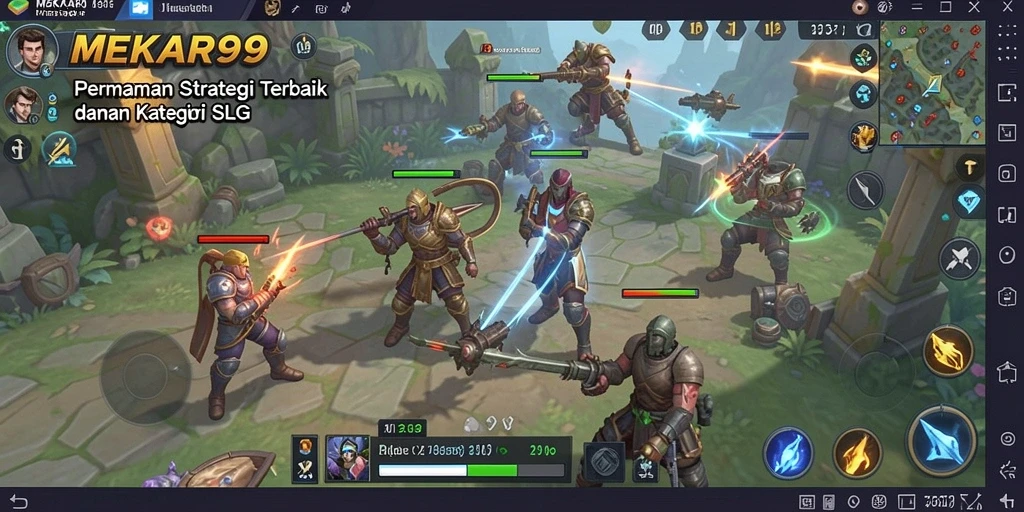Screenshot gameplay MEKAR99 memperlihatkan strategi dan pertarungan epik.