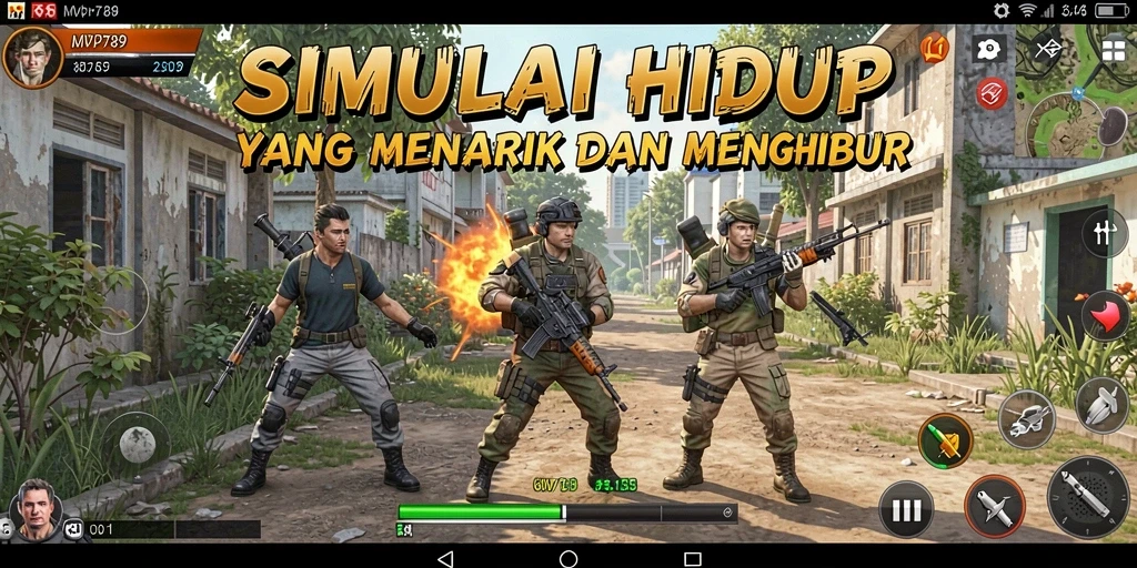 Tampilan gameplay menarik dari MVP789 dalam simulasi kehidupan.