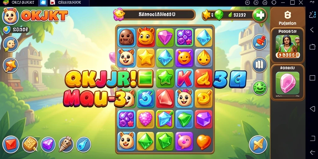 Tangkapan layar gameplay seru match-3 di OKJKT.