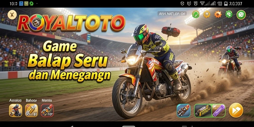 Tangkapan layar gameplay ROYALTOTO menampilkan aksi balap yang menegangkan.