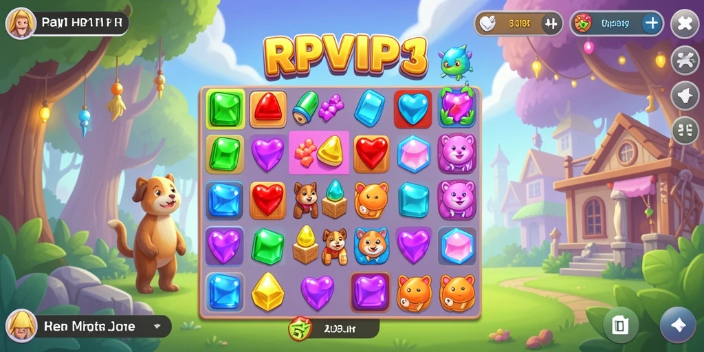 Screenshot gameplay RPVIP1 menunjukkan keseruan mencocokkan permata.