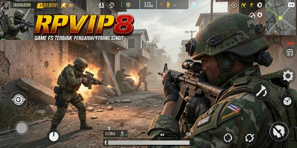 Screenshot RPVIP8 menampilkan aksi intens dalam pertempuran FPS.