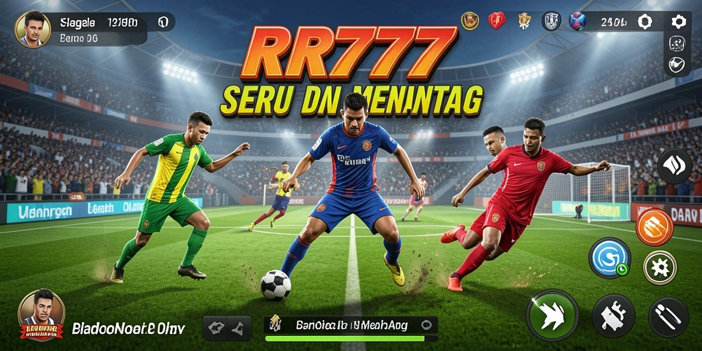 Screenshot utama RR777 menampilkan gameplay seru dalam pertandingan sepak bola.