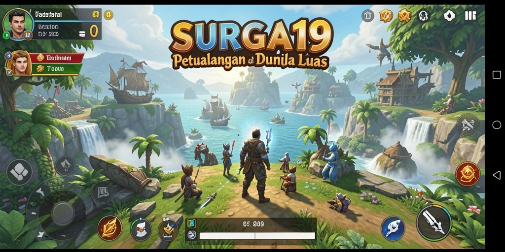 Tangkapan layar SURGA19 menampilkan aksi epik dalam dunia terbuka yang menawan.