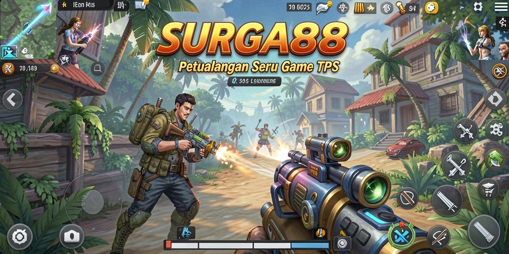 Tampilan gameplay seru dari SURGA88 dalam aksi TPS.