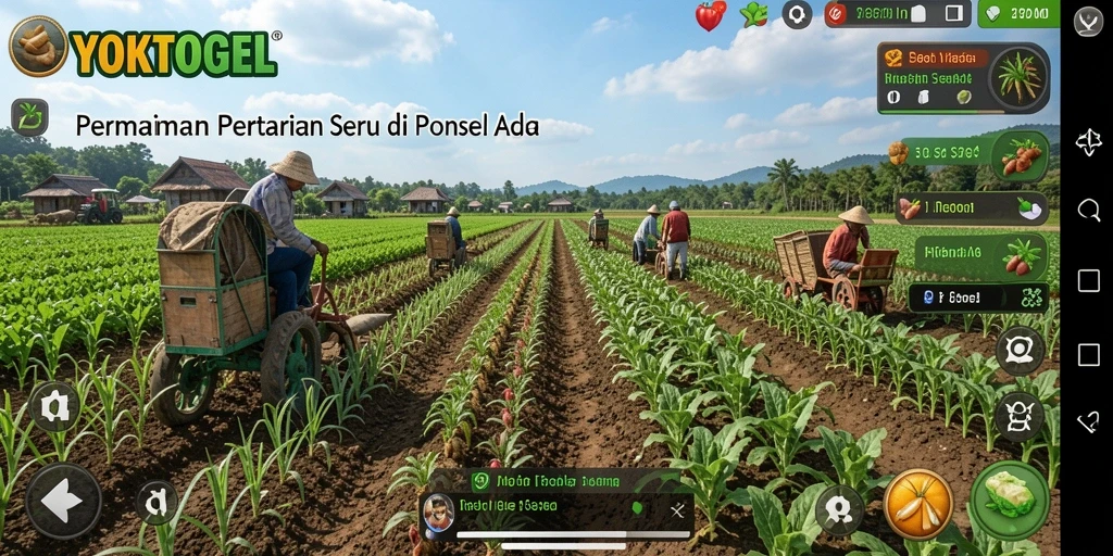 Tampilan gameplay <strong>YOKTOGEL</strong> yang menampilkan pertanian yang subur dan aktif.